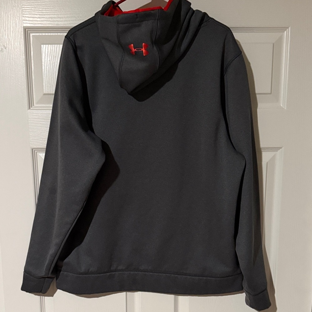 Under Armour Men's Charcoal and Red Hoodie - Picture 6 of 7